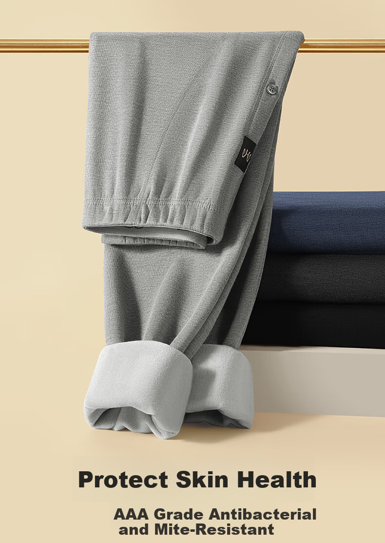Hengyuanxiang Men's Thermal Fleece-Lined Thickened Autumn Winter Cold-Resistant Base Layer Cotton Pants Long Johns for Middle-Aged and Elderly 9