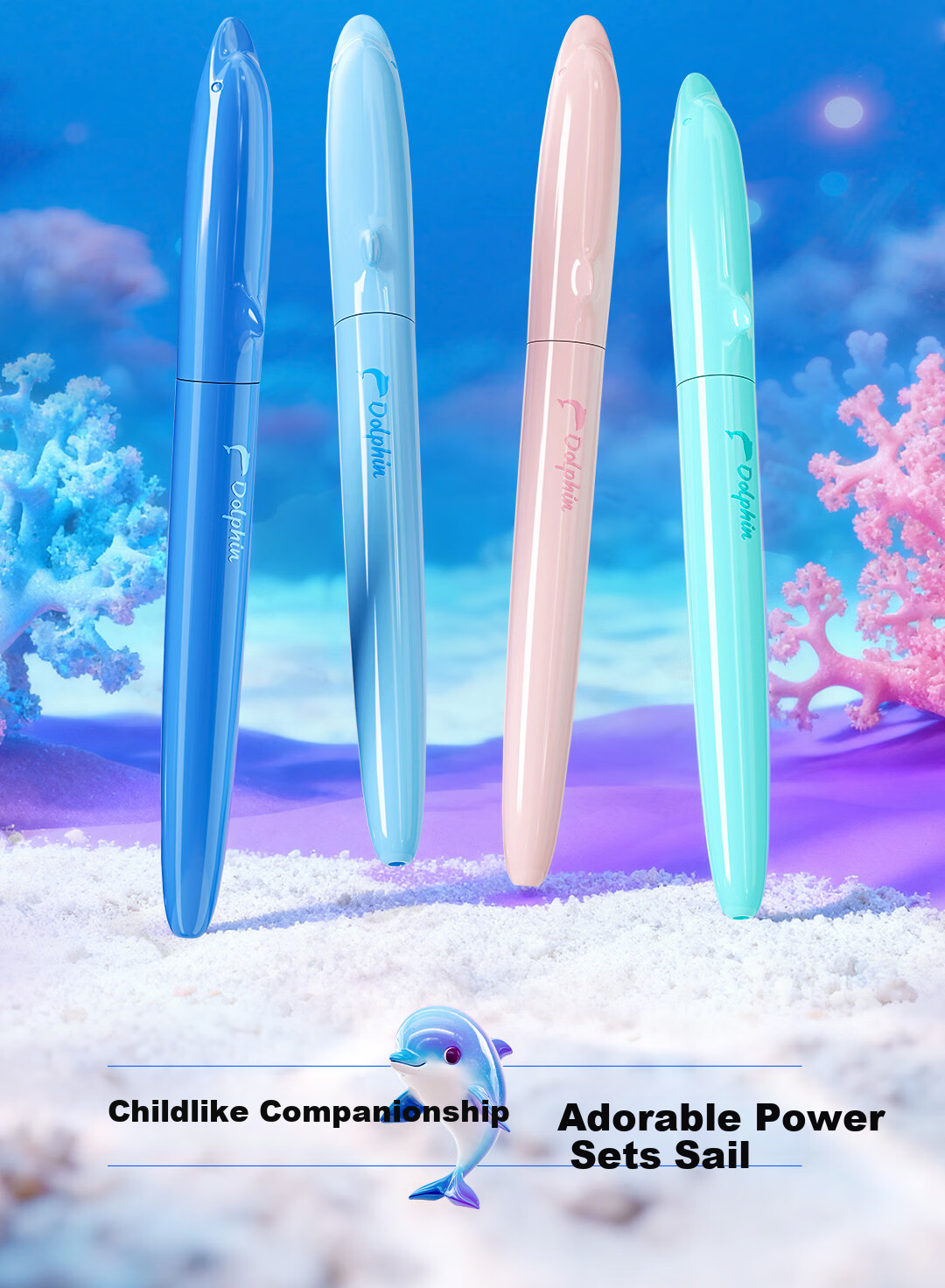 Dianshi Deep Sea Dolphin Student Fountain Pen No Ink Splash EF Nib Correct Posture Ink Cartridge Back to School Essential 790 Dark Blue Erasable Ink 2