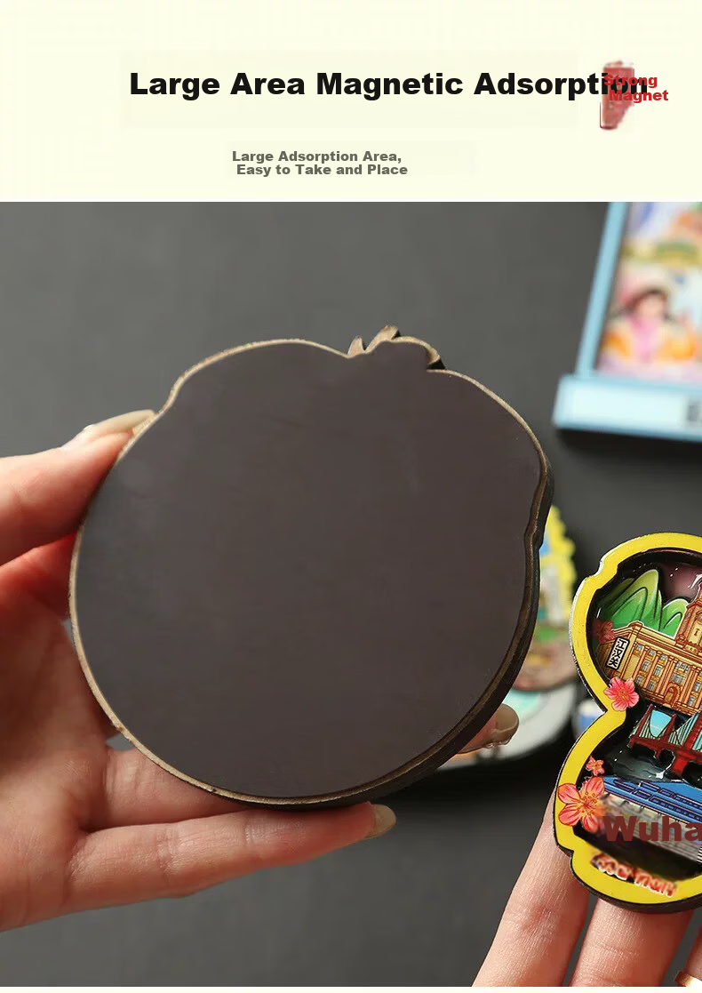 Yiju Changning Travel Souvenir Refrigerator Magnet 3-Layer Thickened 3D Textured Wooden Cultural Creative Gift Jingdezhen 6