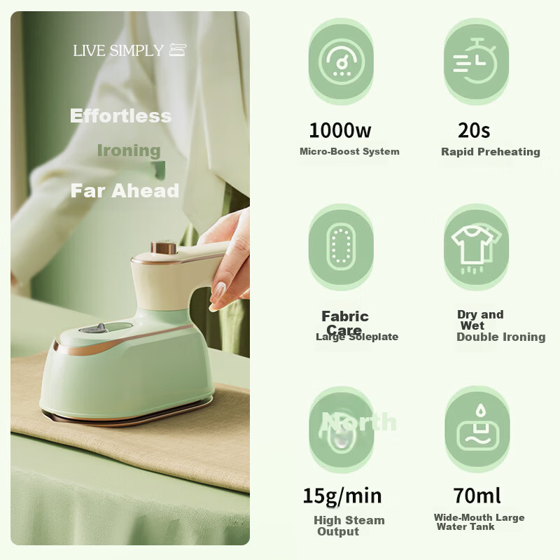 Meebordi Handheld Garment Steamer Portable Home Steam Iron Mini Travel Clothes Steamer Gift for Women
