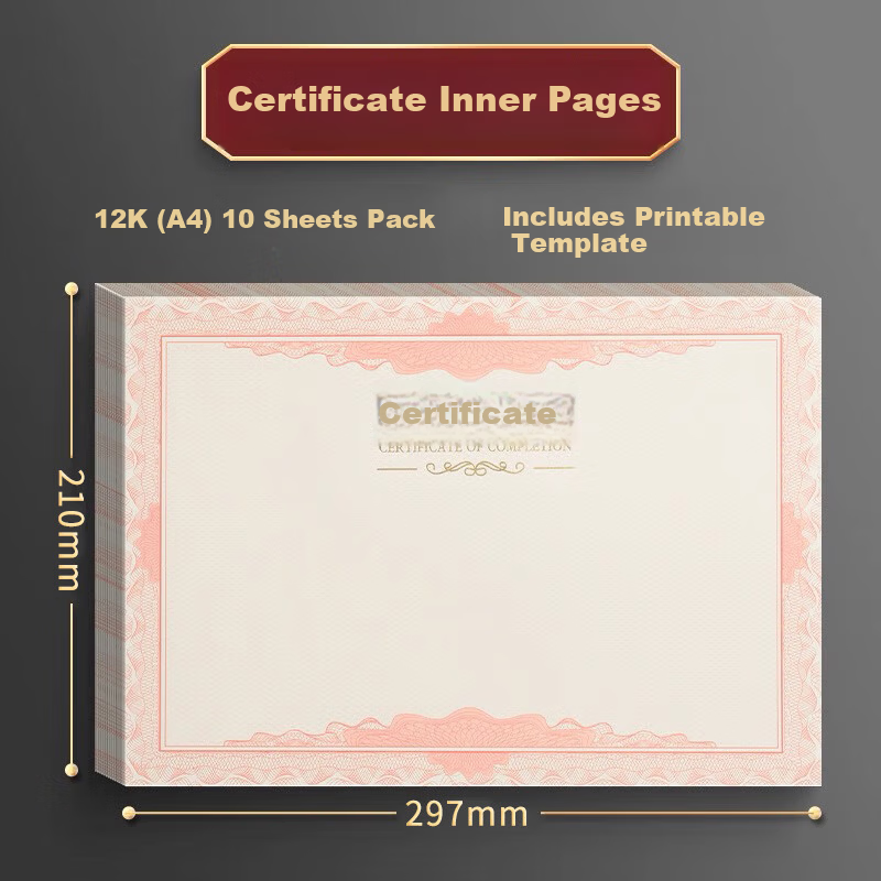 Elifo 12K Certificate Inner Pages A4 Training Certificate Printable Graduation Certificate Inner Sheets 12K Size 10 Sheets Pack