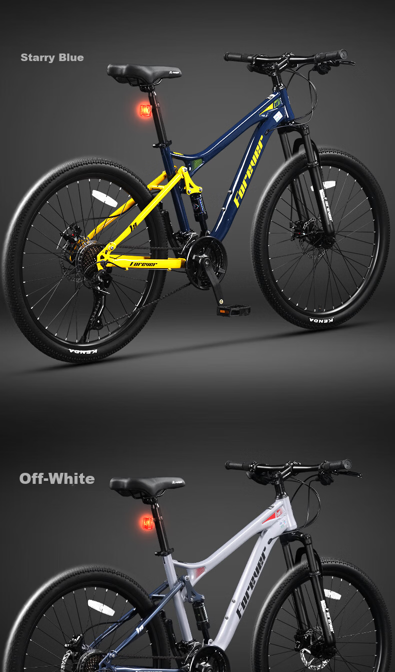 Forever Soft Tail Mountain Bike [Buy Today Ride Tomorrow] 24-Speed Starry Blue Hydraulic Disc Brake 26-Inch 4