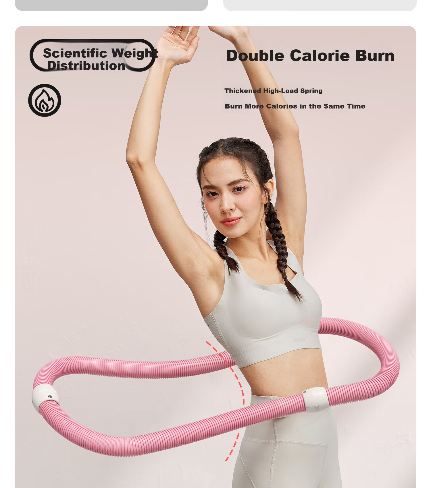 Yottoy Silent Spring Weighted Hula Hoop Adult Soft Hula Hoop Pink 1.2kg Slim Waist Fat Burning Fitness Tool 4