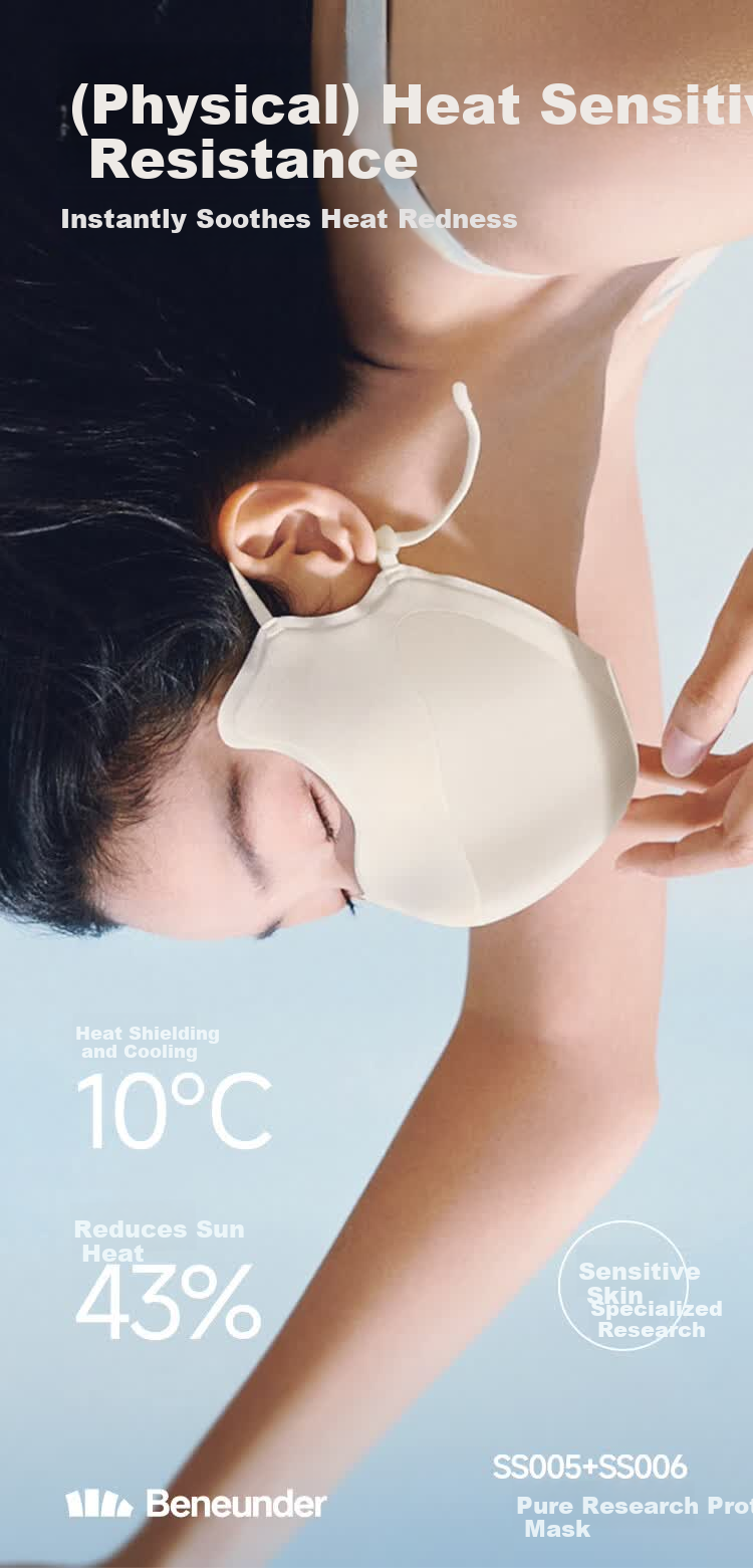 Beneunder Pure Research Screen Protection Series Sunscreen Face Shield UV Protection Mask for Sensitive Skin Heat Insulation Cooling Anti-Stuffy 2