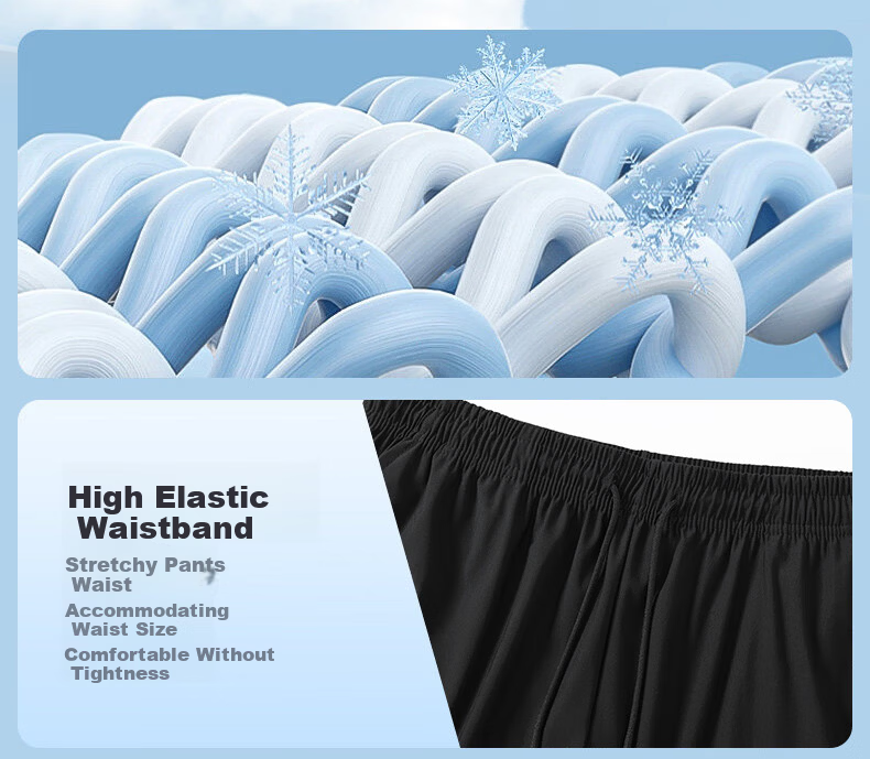 JEEP SPIRIT Men's Ice Silk Quick-Dry Summer Pants Outdoor Running Sun Protection Breathable Lightweight Sports Pants Black XL 6