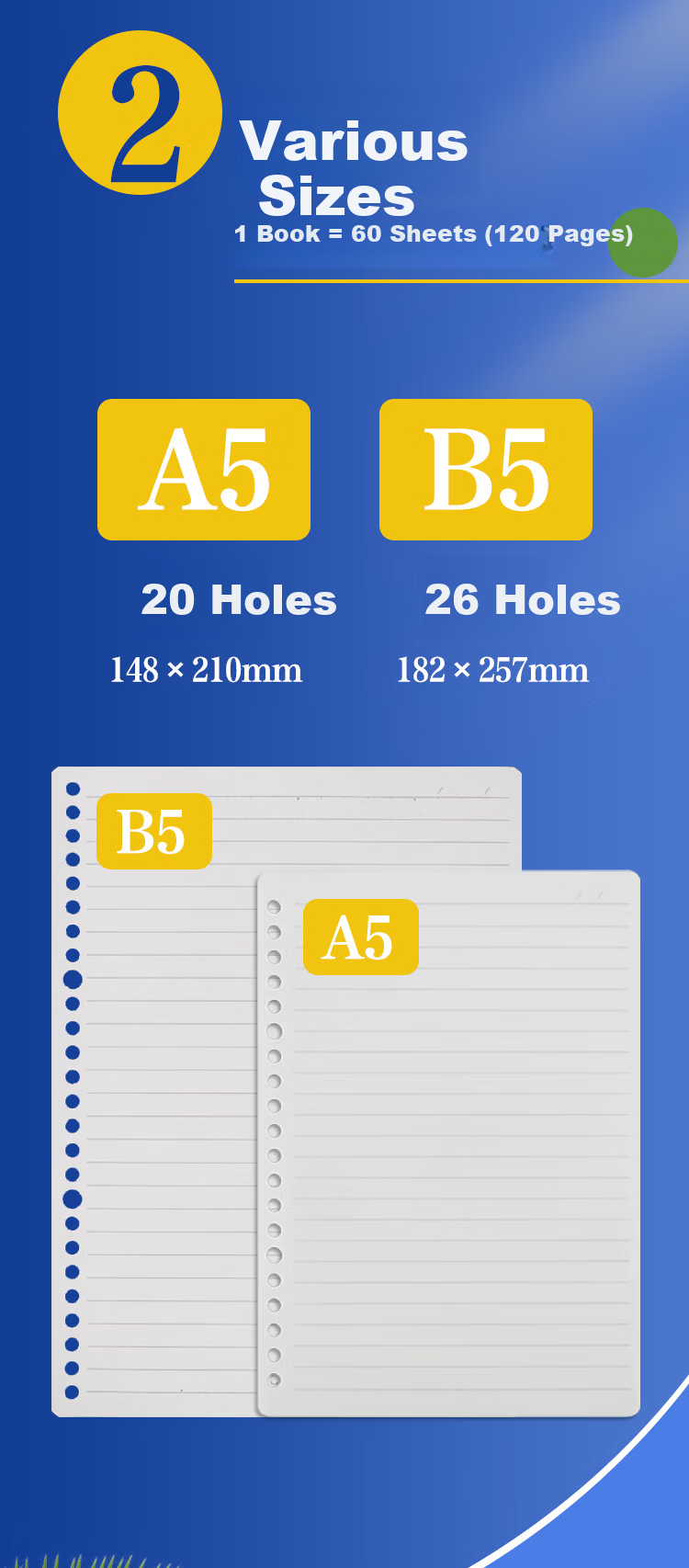 M&G B5 60-Page Grid Loose-Leaf Notebook with Vibrant Binder (Metal Clip) Frosted Cover with Four-Color Divider Pages HB5600D 1-Pack 2