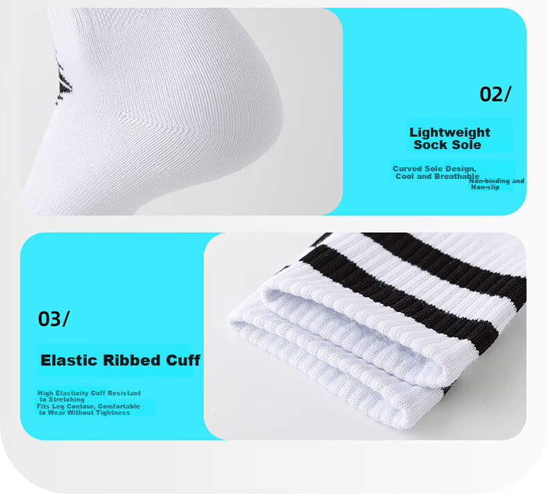 Lihai Wolf Men's Cotton Long Over-the-Knee Football Socks Thin Non-Slip Breathable Sports Socks Children's Football Training Socks 9