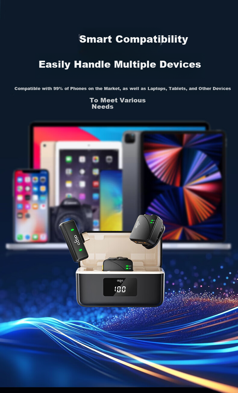 Aigo S31 Wireless Lavalier Microphone Live Streaming Recording Outdoor Short Video Douyin K-Song Mic AI Noise Reduction Mini Mic Charging Case Version One-to-Two New Product 20
