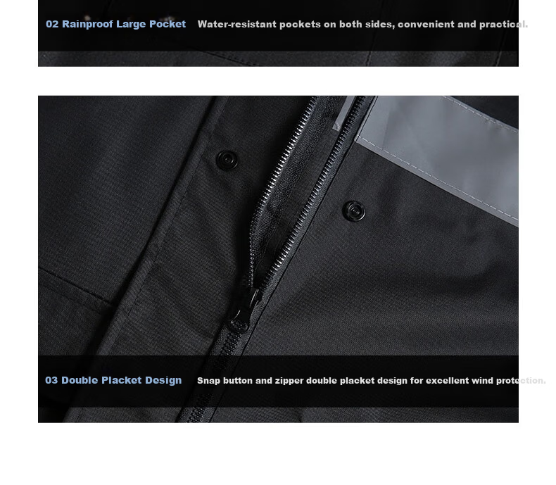Ansell Long Trench Coat Style Raincoat Adult Long Raincoat Anti-Heavy Rain Flood Reflective Hooded Outdoor Security Duty Construction Labor Rain Poncho Black [3XL Fits 140-170 lbs] 28735 11
