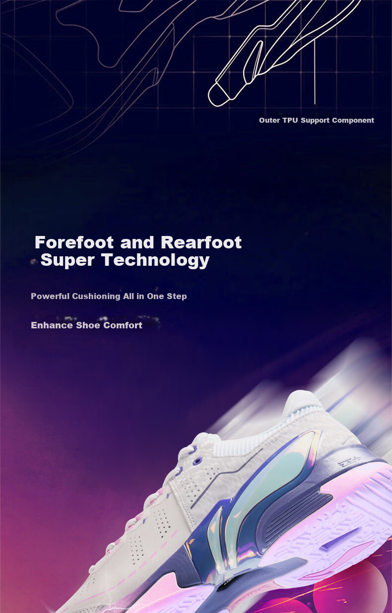 LI-NING Thunder 2 PRO Badminton Shoes with 䨻 Technology Shock Absorption and Rebound Professional Protective Sports Shoes Size 44 4