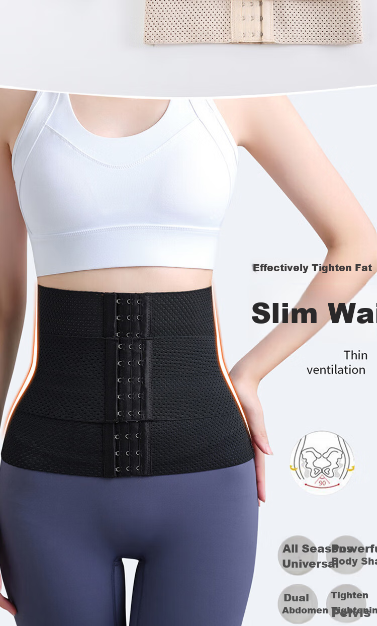 Tingmei Segmented Abdominal Binder Strong Waist Trainer Postpartum Shaping Slimming Waist Belt for Women Flat Belly Waist Support Breathable Thin Design 3