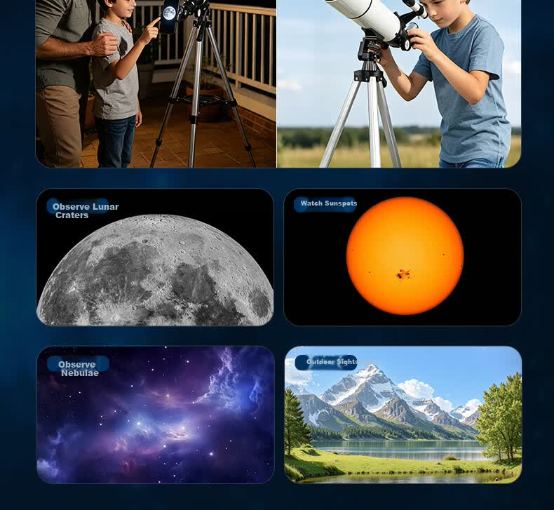 CURB Professional High-Power HD Astronomy Telescope for Stargazing, Space, Kids Beginner Home Use, Jupiter Cloud 1000000 25