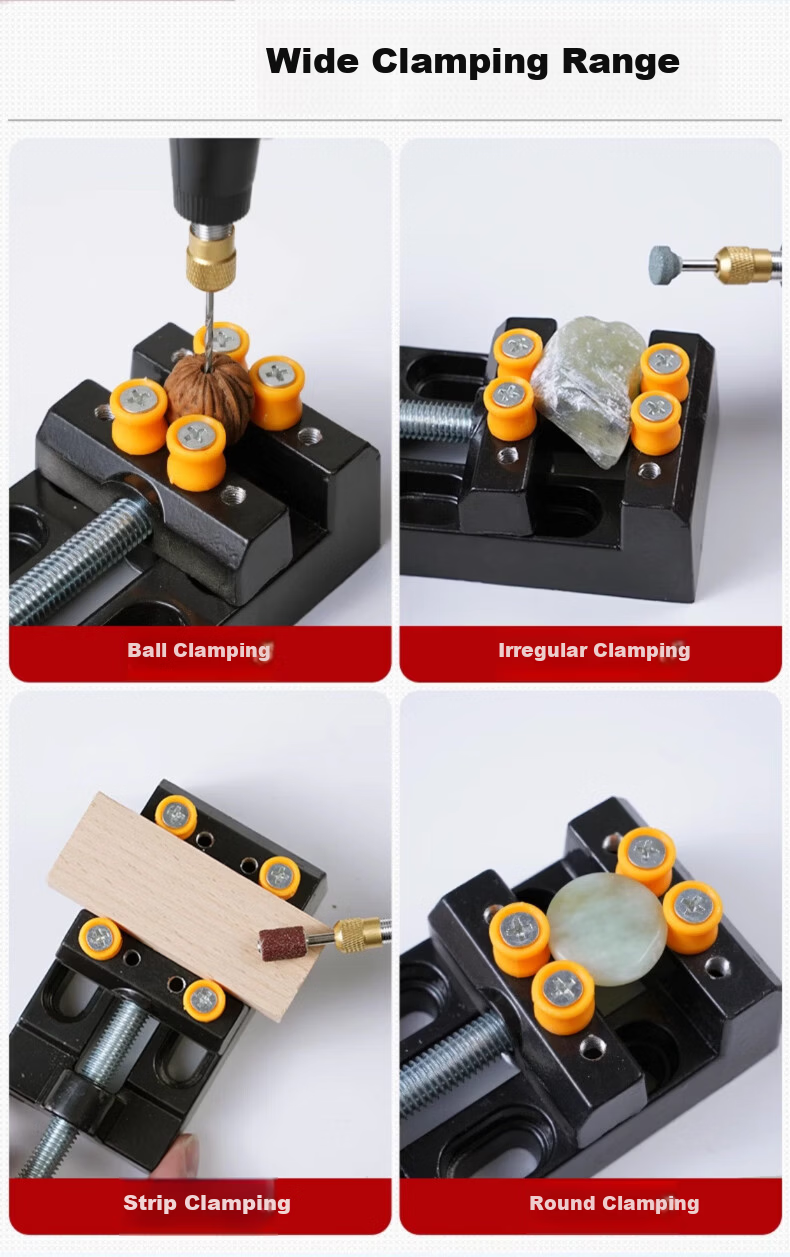 Bohuida Mini Small Bench Vise Clamp Small Flat Mouth Pliers Bead Walnut Holding Tool for Wood Carving Drill Press 9