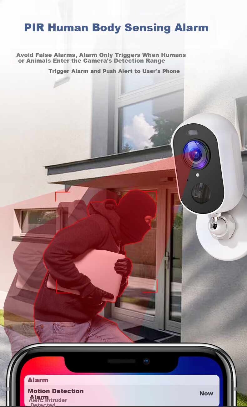 Leiweishi Wireless Battery-Powered Home Door Camera with WiFi, Remote Mobile Monitoring, 360° Panoramic View, Night Vision, No Power Plug Needed, Indoor and Outdoor Use 6