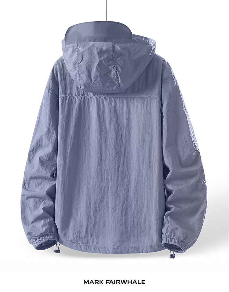 MARK FAIRWHALE Unisex Summer Ice Silk Sunscreen Jacket Lightweight Breathable UPF50+ UV Protection Loose Fit Coat for Men 17