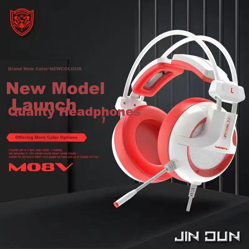 Jindun M08V Over-Ear Internet Cafe Gaming Headset 7.1 Surround Sound Wired Mic PUBG Positional Audio Wired Gaming Headphones with Inline Control 20