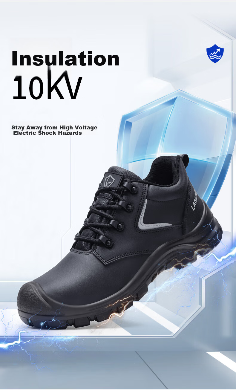 Blue Owl Shield Men's Insulated Waterproof Anti-Smash Toe Anti-Puncture Electrician Leather Safety Work Construction Shoes D301 Size 43 2
