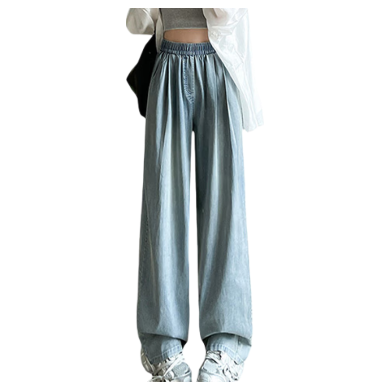 FitonTon Women's Casual Tencel Jeans 2026 New Spring Summer Loose Draped Wide-Leg Slimming Versatile Pants