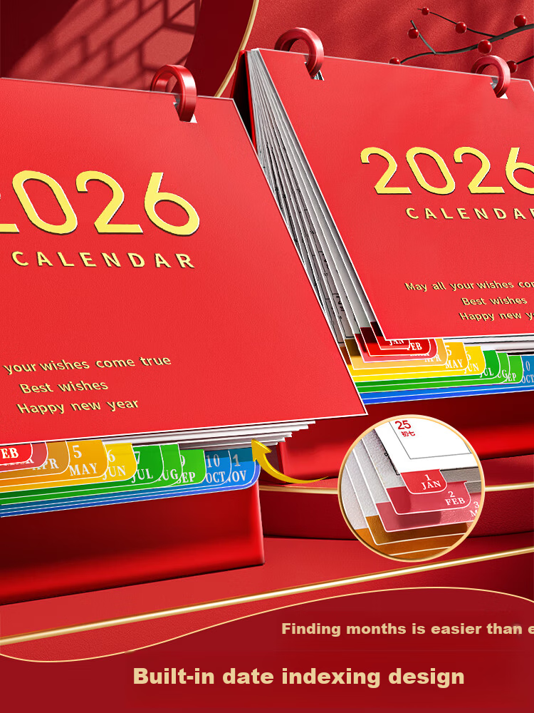Jinzhi 2026 Year of the Horse Desk Calendar Gift Box/Deep Sea Blue 2025 Calendar Notebook Monthly Yearly Weekly Planner Office Desktop Decoration Office Gift 5