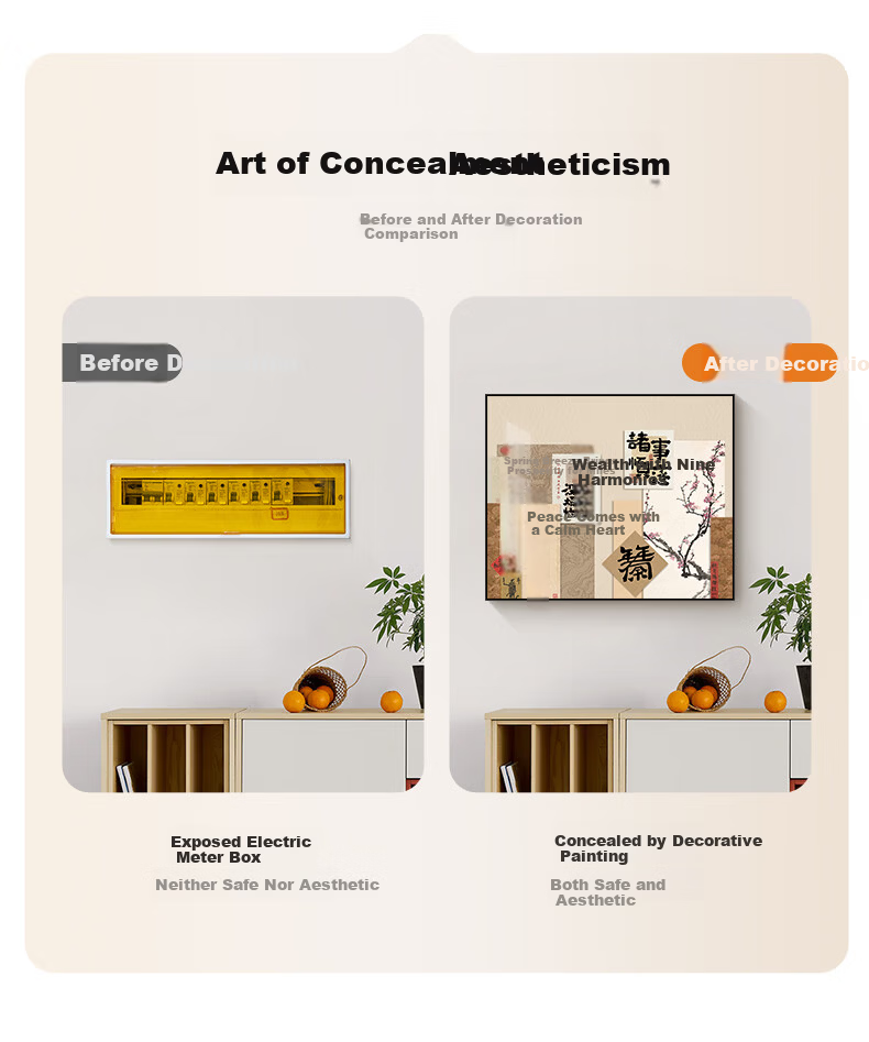Long Time No See New Chinese Style Electric Meter Box Decorative Painting Dining Room Electric Box Cover Decorative Hanging Painting Distribution Box Concealment Wall Art 2