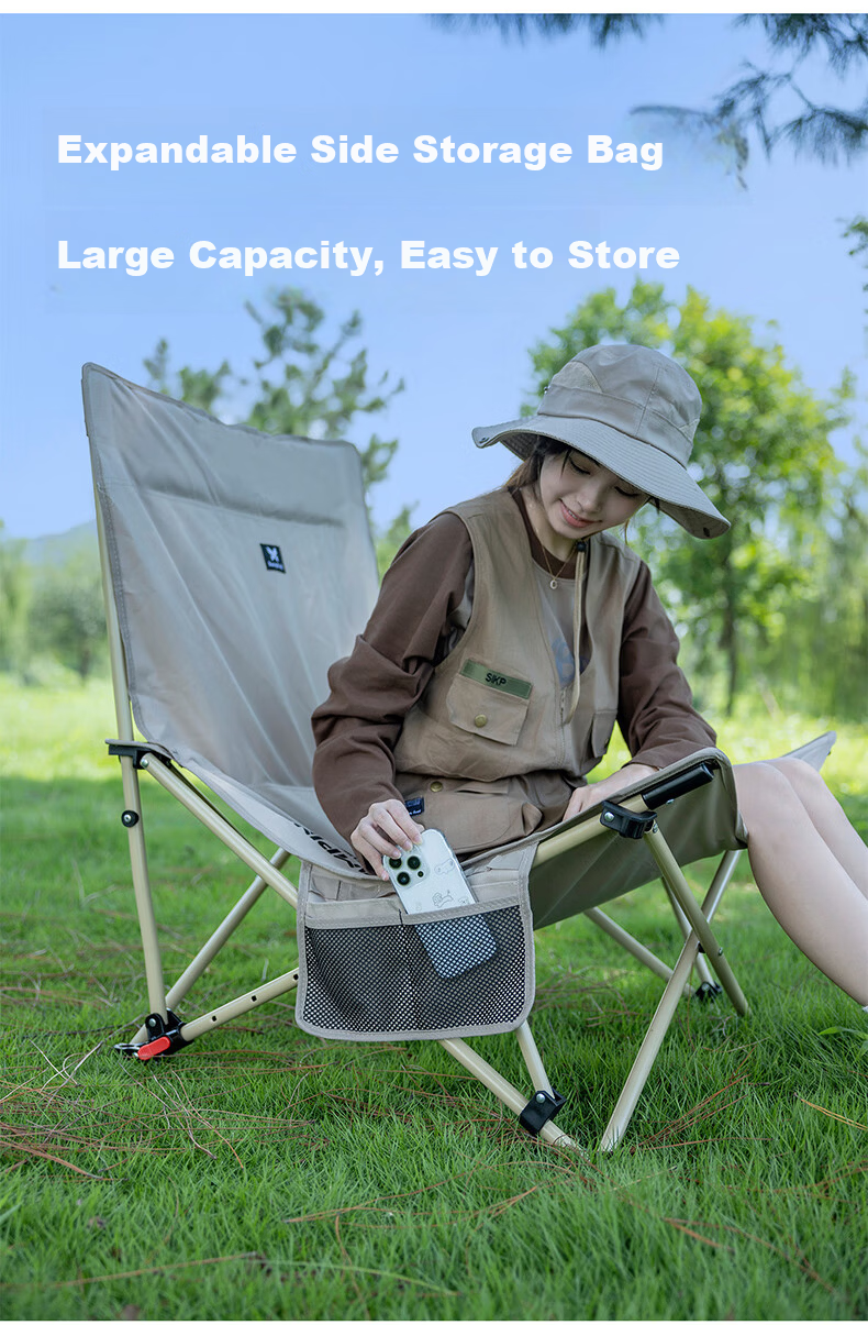 Shanfei Outdoor Folding Chair Picnic Camping Backrest Fishing Stool Balcony Beach Chair Zheyue Moon Chair - Obsidian Black 10