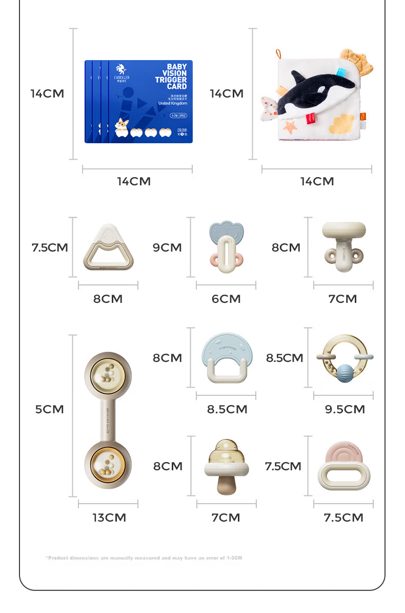 EVOCELER Hand Rattle Newborn Meeting Gift Baby Toy Gift Box 0-1 Year Old Early Education Gift Box Premium Gift 13