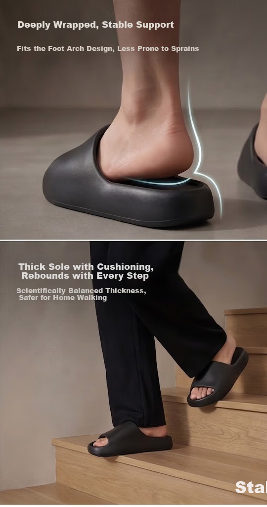 Biggator Plus Size Men's Non-Slip EVA Home Slippers 5051 Extra Large Thick Sole Summer Black 44-45 3