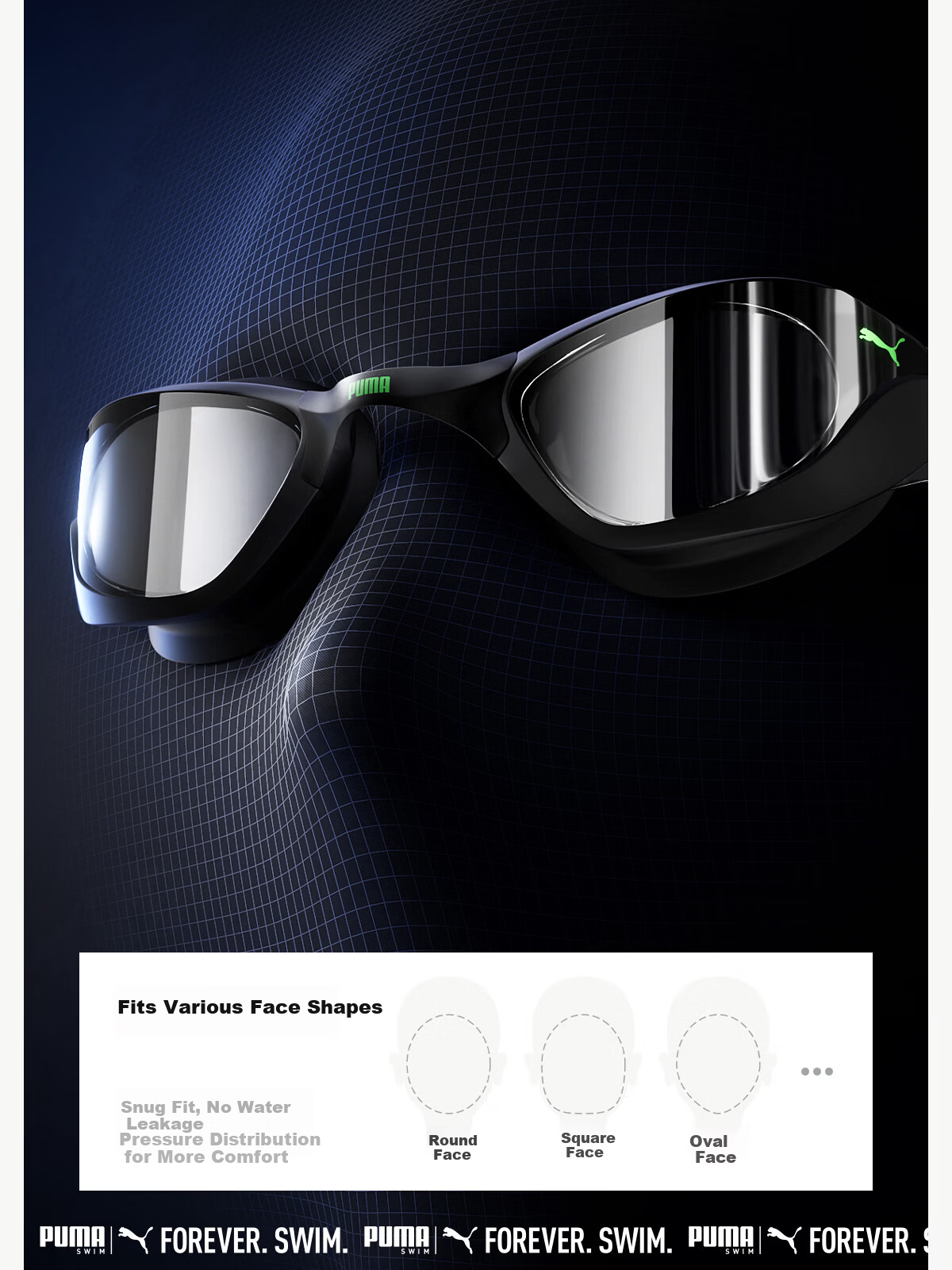 PUMA FINA Certified Adult Racing Swim Goggles High-Definition Anti-Fog Waterproof Unisex 13
