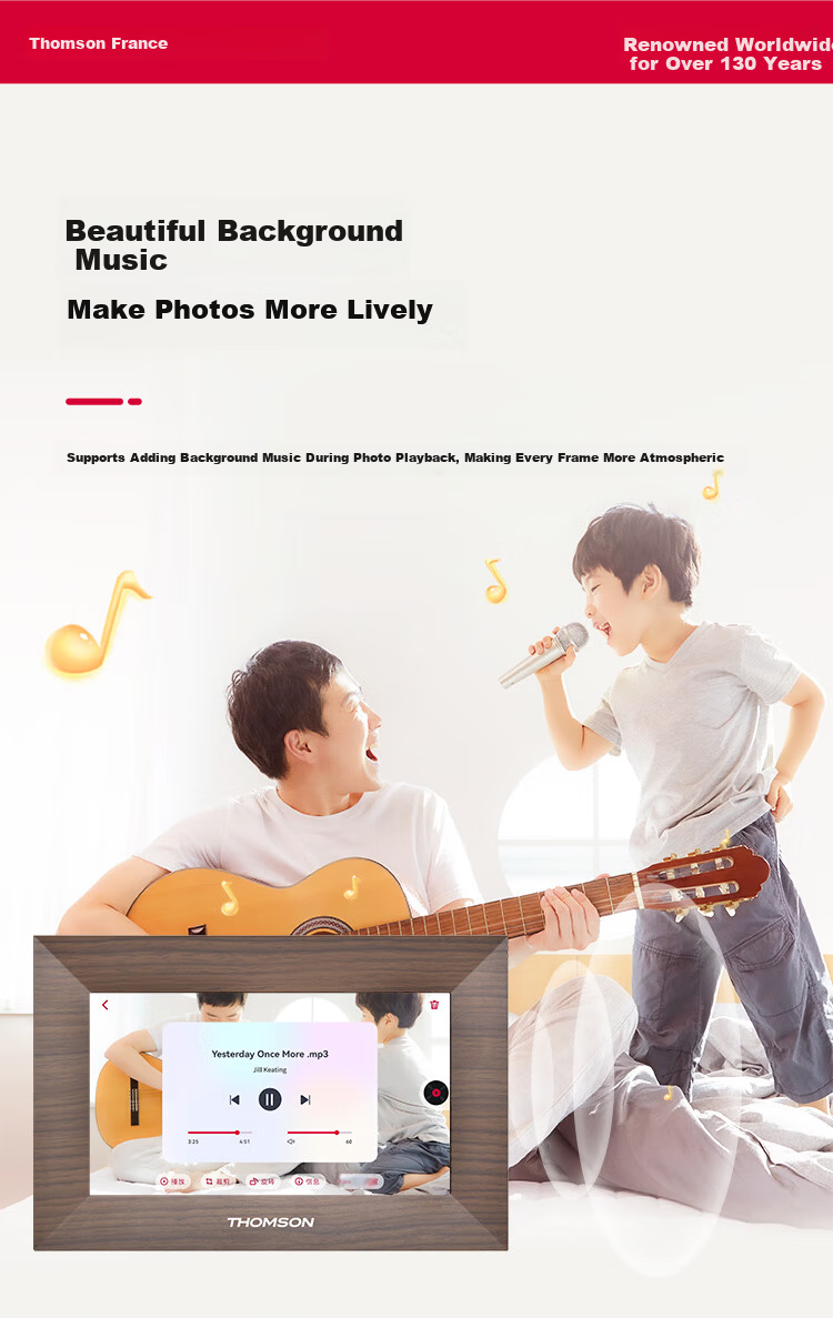 THOMSON 7-Inch Family Sharing Digital Photo Frame Smart HD Cloud Frame Photo Video Music Player Gift 7001P 10
