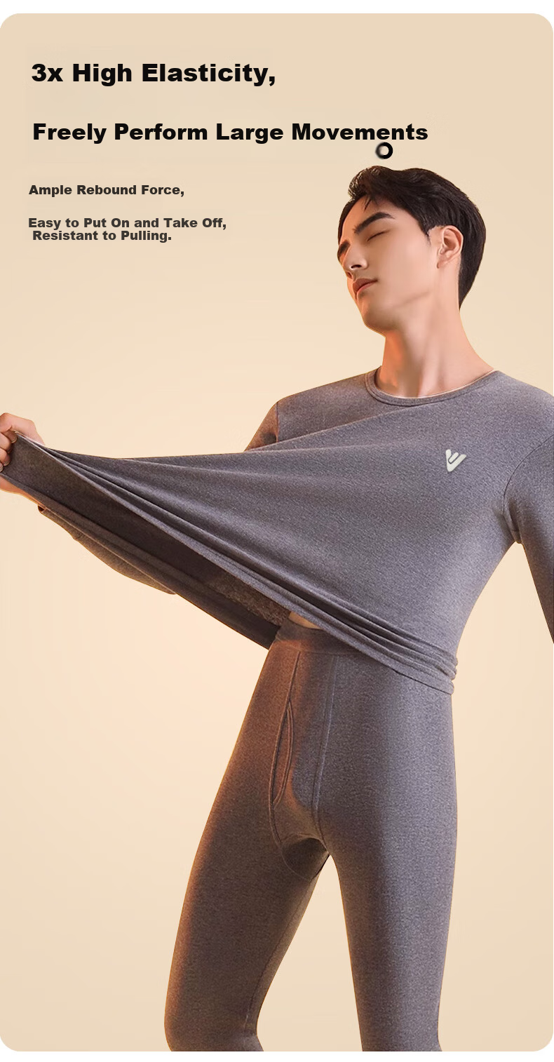 Yalu Men's 100% Cotton Antibacterial Thermal Underwear Set, Plus Size, Autumn Winter Cotton Long Johns 12