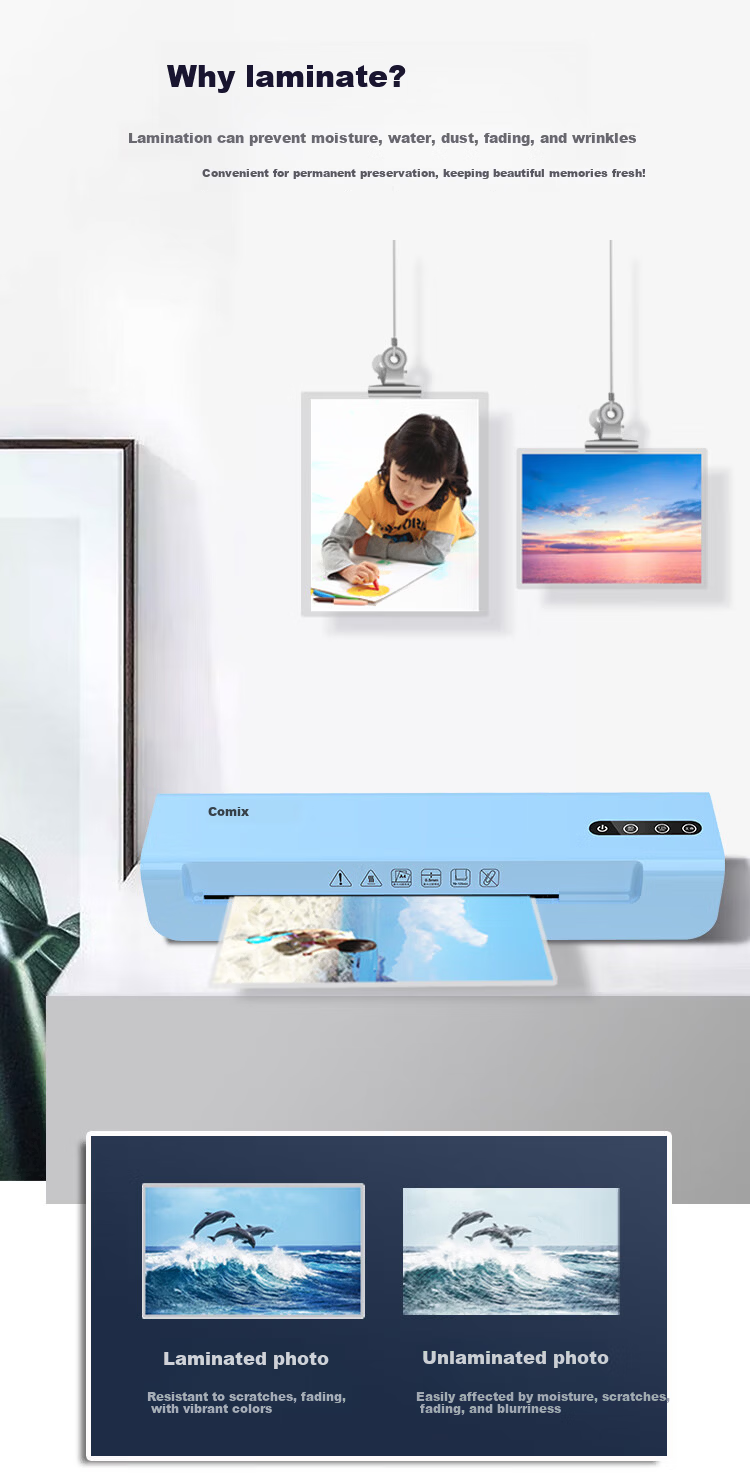 COMIX Photo Laminating Film, A4 Laminating Pouches, Photo Lamination Film, A4 Laminating Paper, Protective Film for Cards, A4 Laminating Paper, 100 Sheets/pack, QXA480 3