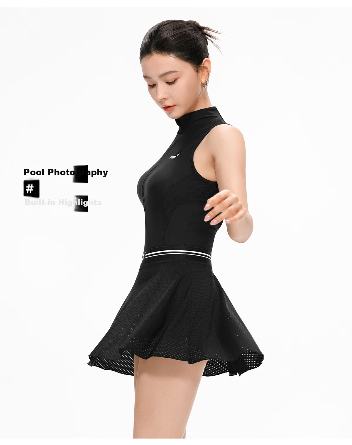 PUMA Women's Two-Piece Swim Skirt Slim Fit Breathable Versatile Casual Vacation Swimwear One-Piece Skirt and Short Skirt 10