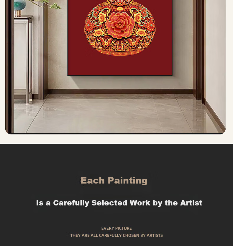 Yihuan Yu Gourd New Chinese Style Entryway Decorative Painting Vintage High-End Five Blessings Doorway Corridor Wall Art 3