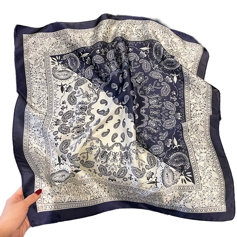 GLO-STORY Faux Silk Cotton Linen Touch Small Square Scarf Women's Vintage Versatile Neck Tie Thin Neck Scarf