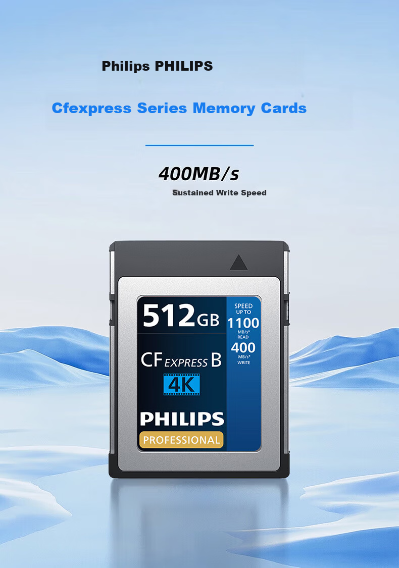 PHILIPS (PHILIPS) CFE-A Card, High-Speed Camera Memory Card, High-Quality CFA Card, CFExpress Storage Card, CFA Storage Card Compatible with Sony, Fuji, Canon, Nikon, 4K 512GB 1