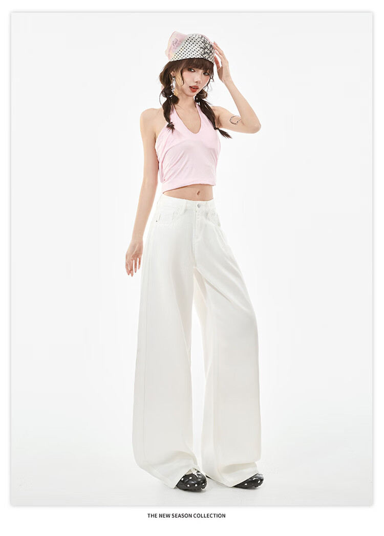 Free Style Tencel Soft Denim Straight Leg Pants Women 2026 Summer Thin High Waist Slim Lenzing White Loose Wide Leg Pants 18