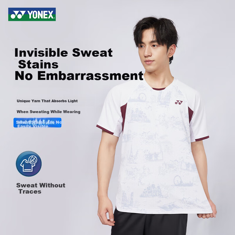 YONEX Badminton Sports T-Shirt Short Sleeve Breathable Men's Top - 1102925BCR White L