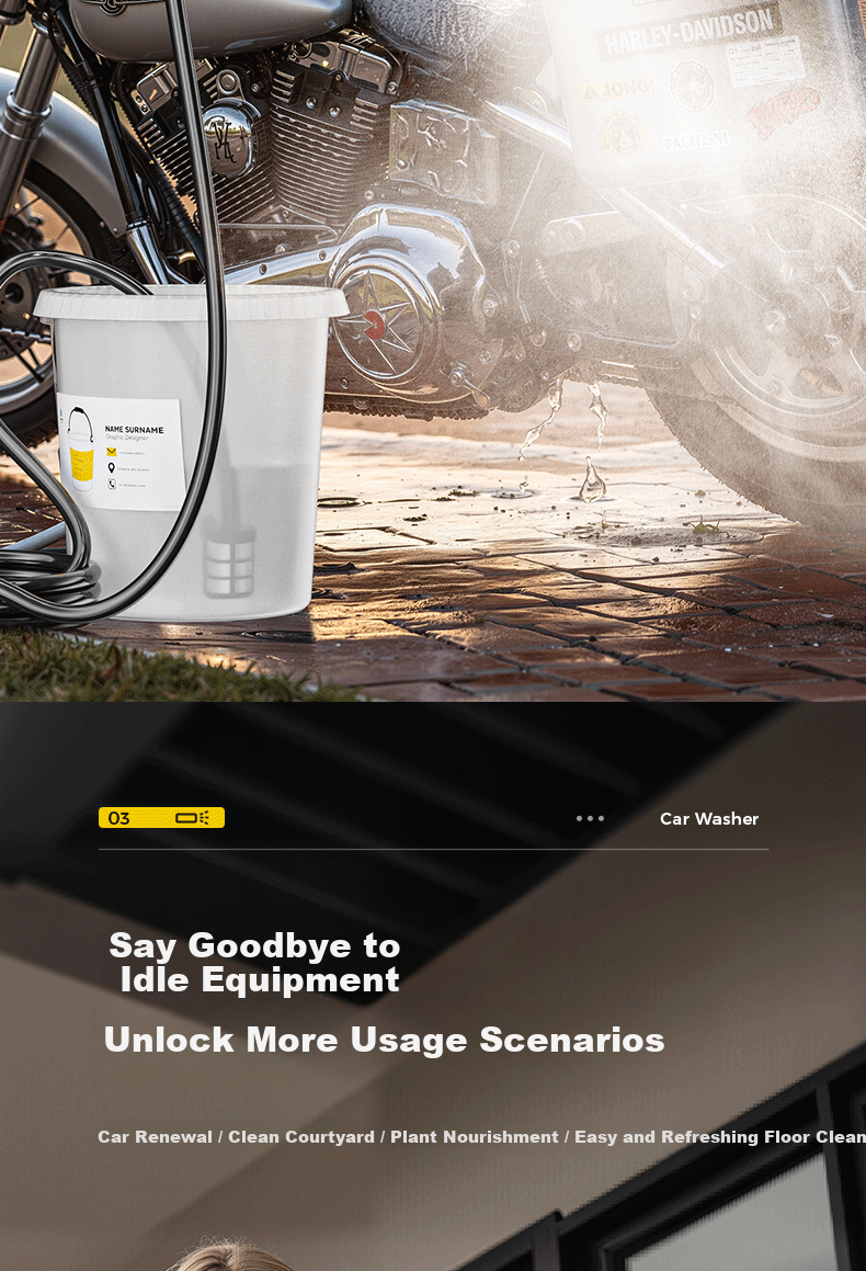 Quiet Bear Wireless Car Washer High-Pressure Water Gun Lithium Battery Rechargeable Electric Car Cleaning Machine 11