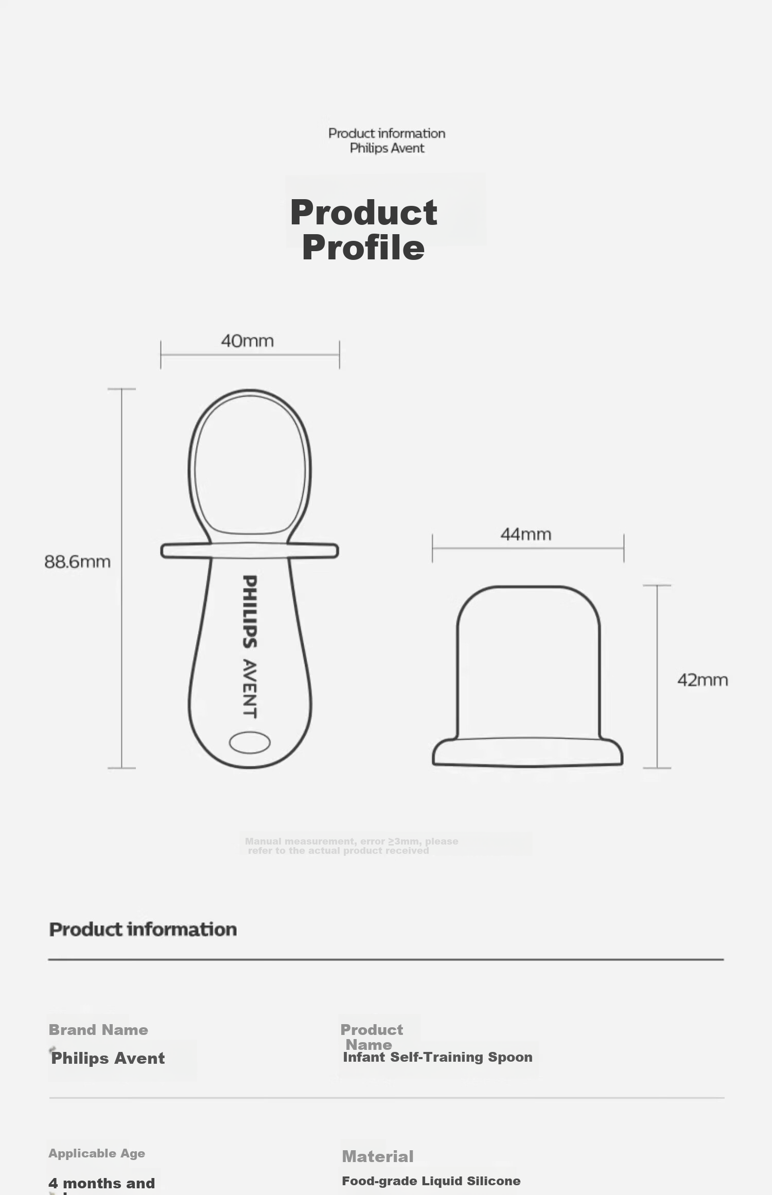AVENT Philips Silicone Spoon, Baby Food Self-Training Soft Spoon, Feeding Utensils, Nursing Soft Auxiliary Spoon Set Sold by JD 20