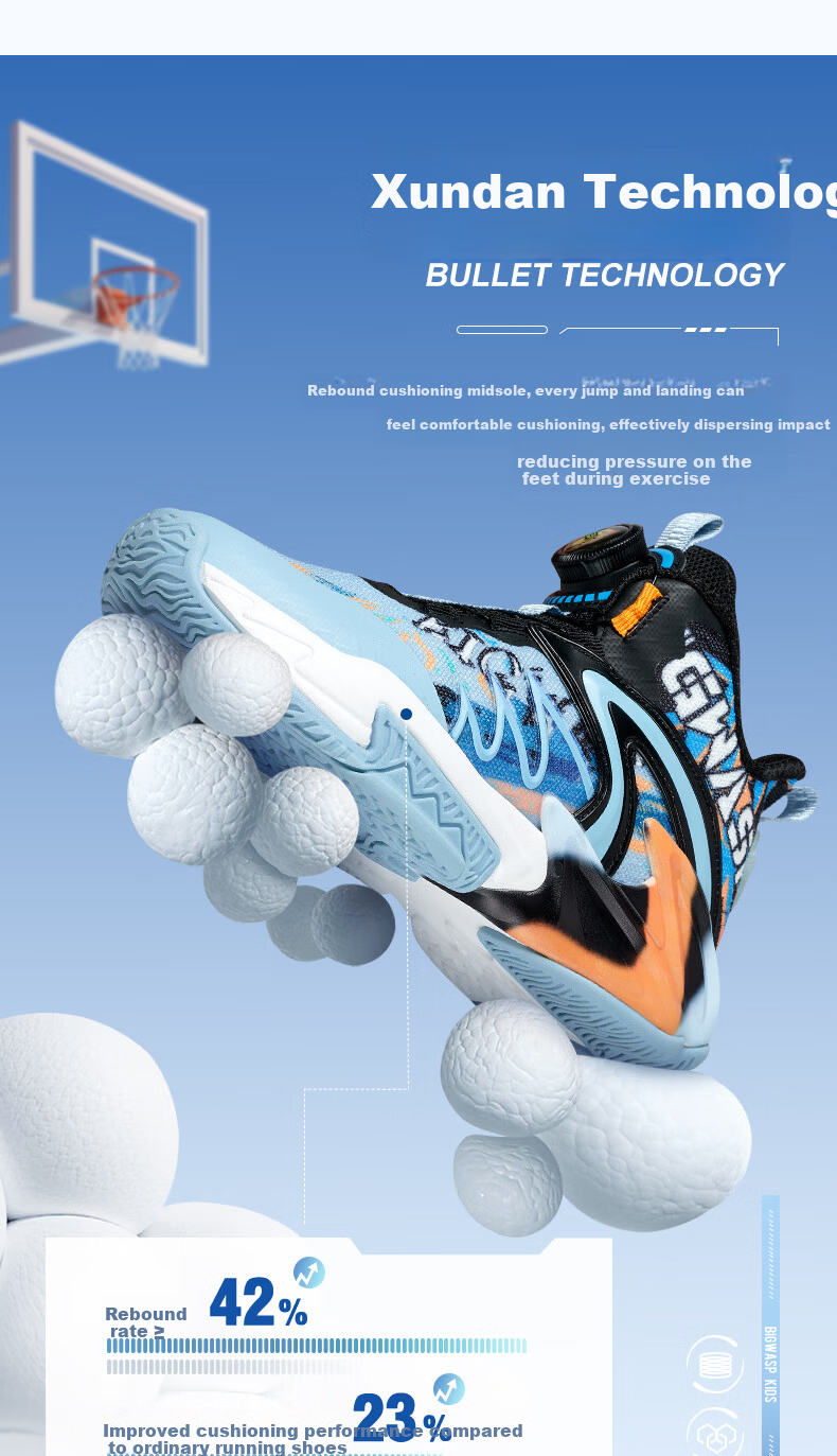Bumblebee Kids Youth Basketball Shoes 2026 Spring Boys Sports Shoes D1523318893L Sky Blue (Single Mesh) Size 39 1