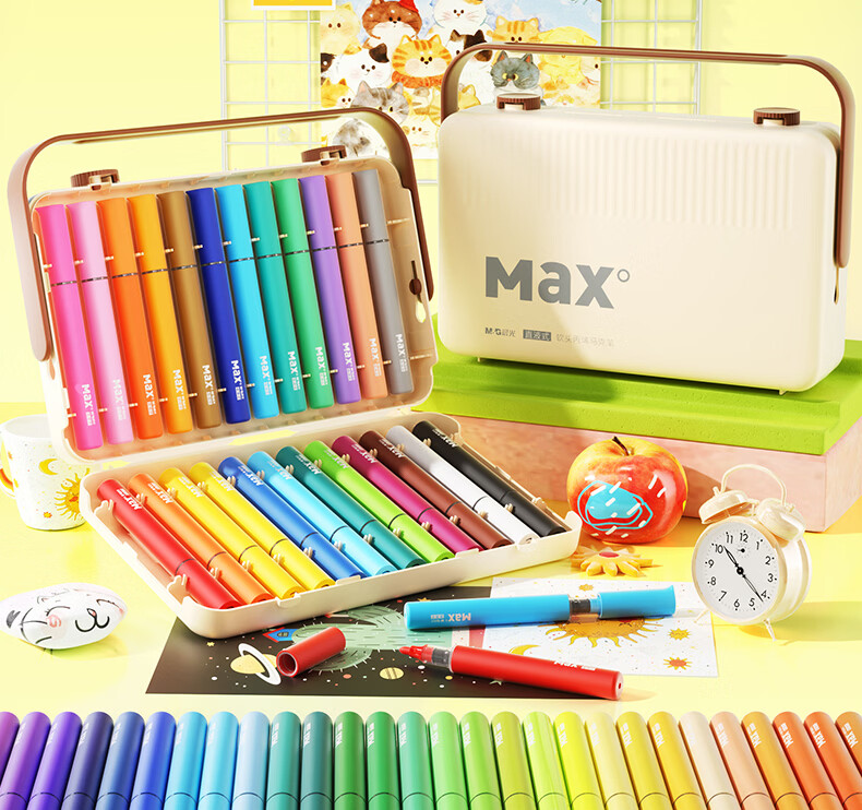 M&G 36-Color Acrylic Marker Pens MAX Foldable Direct Ink Children's Student Drawing Graffiti Hand-Painted Birthday Gift 48