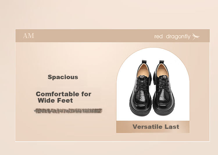 Red Dragonfly Women's Leather Shoes British Style Fashion Chunky Heel Commuter Loafers Soft Sole Lightweight WLB354291 Black Size 37 4