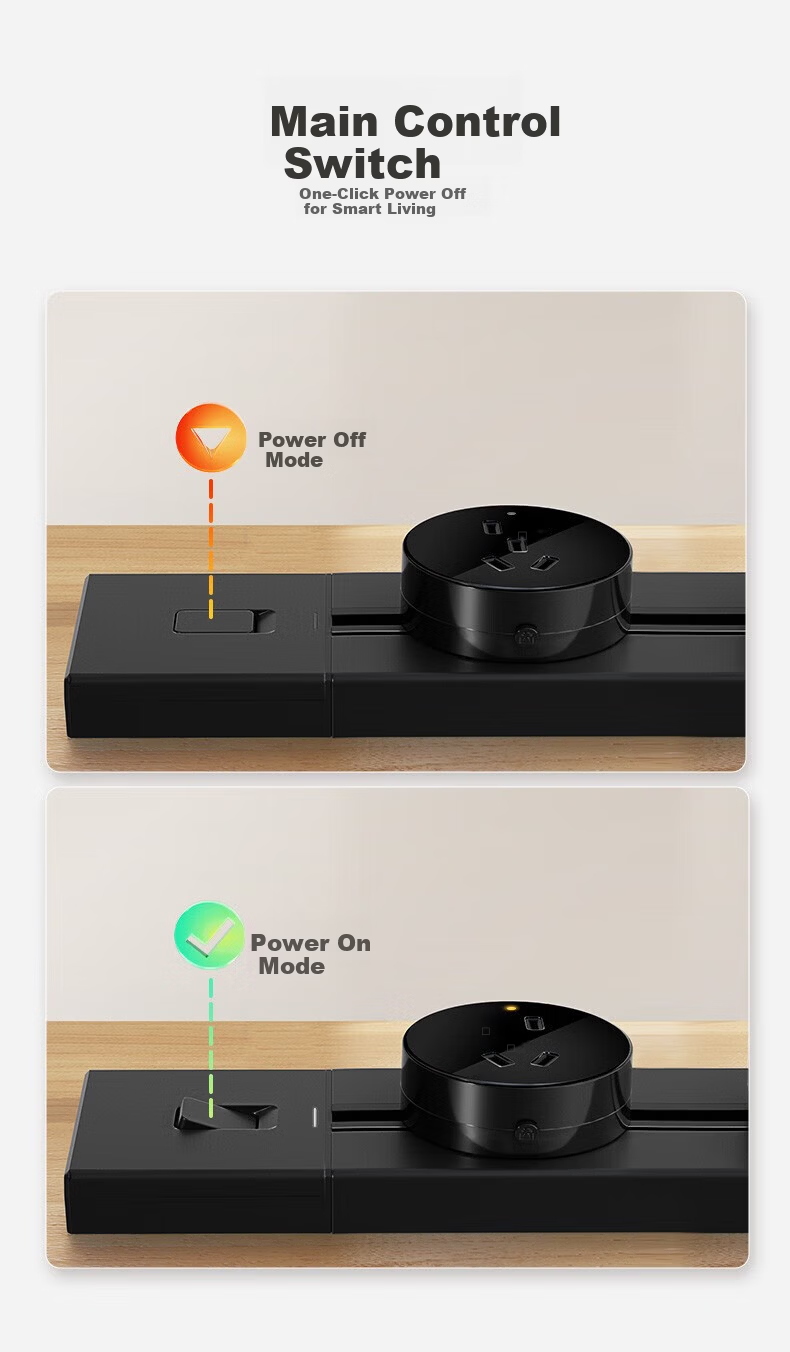 DELIXI Track Socket Master Control Glass Model, Movable Sliding Rail Socket Surface-Mounted, Five-Hole Adapter, Black 6
