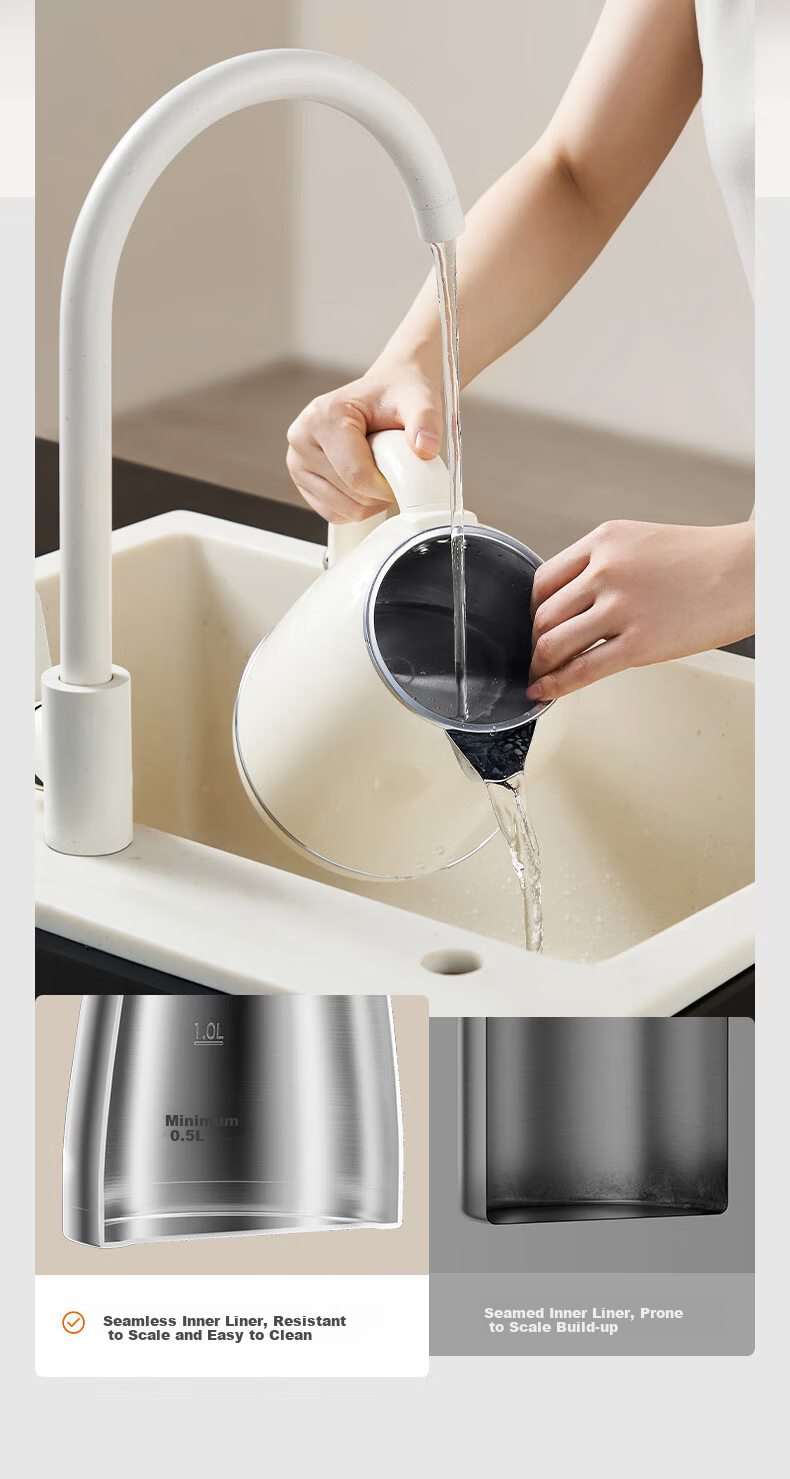 Joyoung Electric Kettle, Water Boiler, 99.9% High-Purity Titanium, Food-Grade 316L Stainless Steel, 1.5L Capacity, K15FD-W801 8