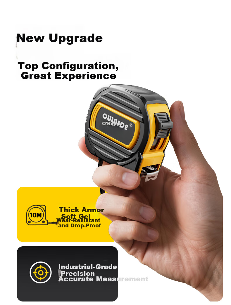 Oulaide Fully Rubber-Coated Steel Tape Measure, Thickened Household Measuring Tape, Meter Ruler, Box Ruler, High-Precision Ruler, National Standard II Grade Precisio 2