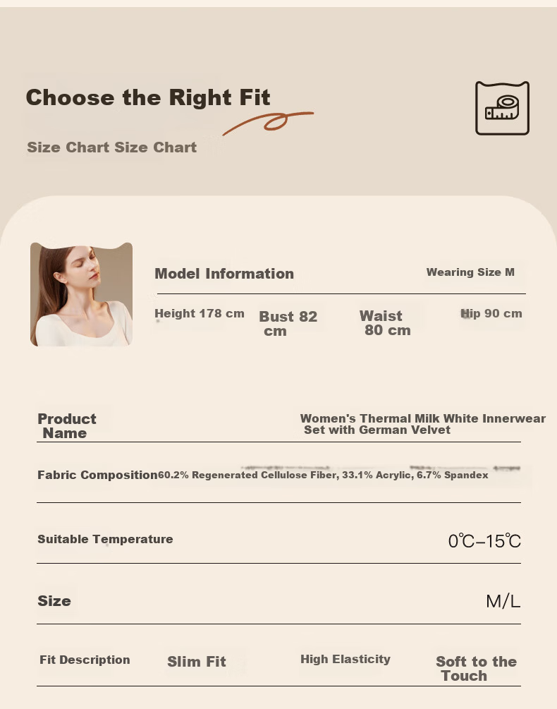 Miiow Women's Thermal Acrylic Autumn Winter Underwear Set with Chest Pad, Warm Base Layer Top and Bottom 10