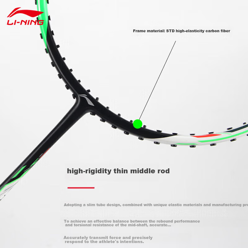 LI-NING Badminton Racket Zhanji 9000 Full Carbon High-End Professional Speed Attack Single Racket 4