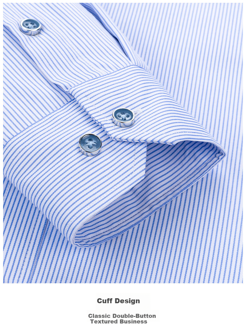 FIRS Fleece-Lined Thickened Warm Shirt Men Winter New Casual Business Thick Shirt Blue Striped 40 8