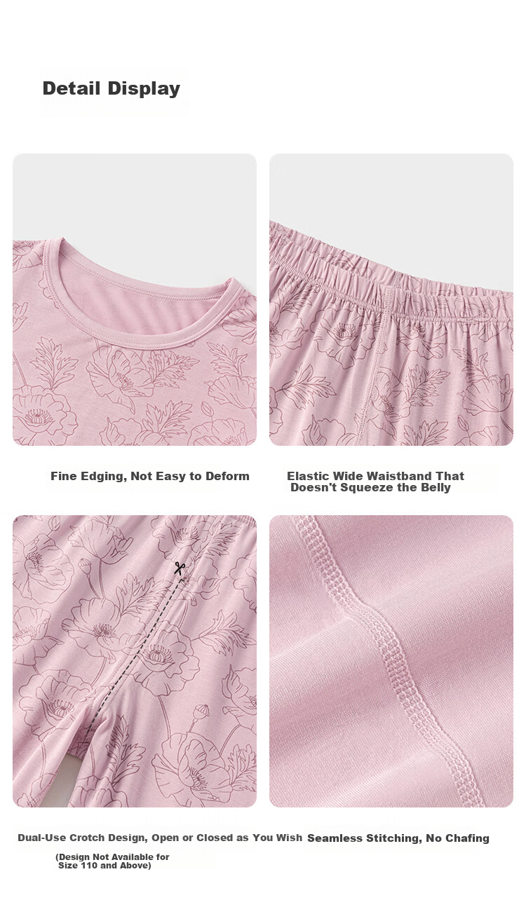 Junejunior [babylove Sub-brand] Girls' Summer Round Neck 3/4 Sleeve Pajama Set Air Conditioning Homewear 9