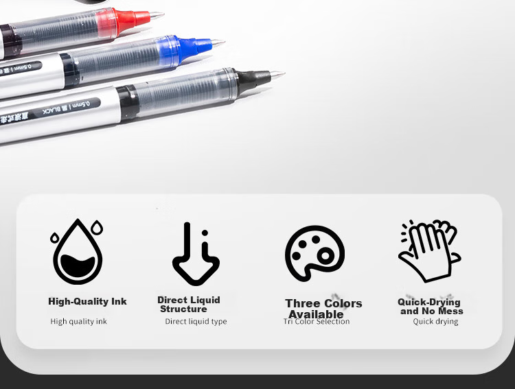 JD Jingdong Jingzao Direct Liquid Rollerball Pen Mixed Colors (9 Black, 2 Red, 1 Blue) 0.5mm 12-Pack Signature Pen Water-Based Quick-Dry Exam Pen JD1060 2